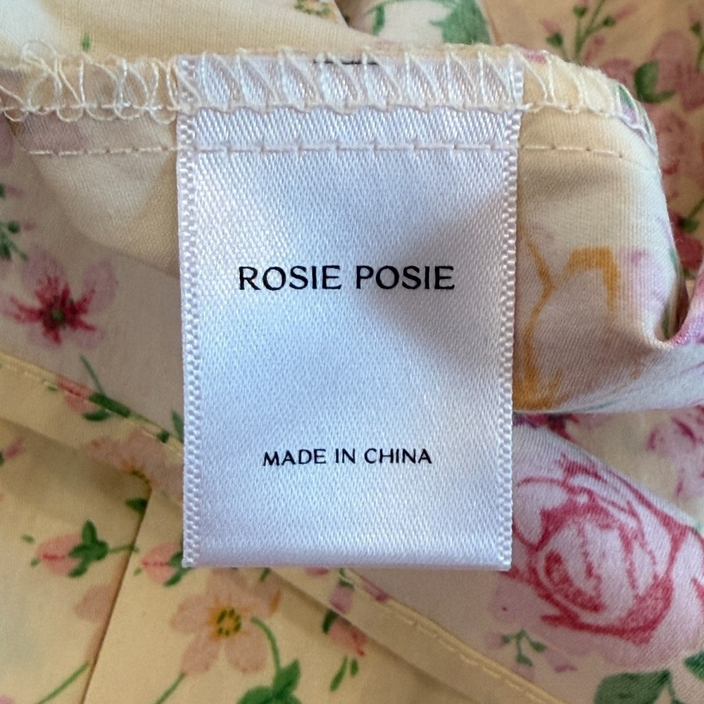 Rosie Posie Floral Cottagecore Midi Dress S Yellow Coquette Milkmaid Bridgerton - Picture 11 of 14